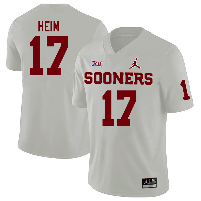 Oklahoma Sooners #17 Taylor Heim College Football Jerseys Stitched Sale-White